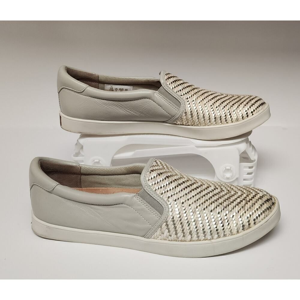 Dr. Scholl's Women's Woven Slip On Metallic Gold Comfort Sneaker Size 11M